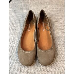 Merrell Womens 7.5 Avesso Otter Ballet Flat Brown Tan Suede Slip On Shoes Casual